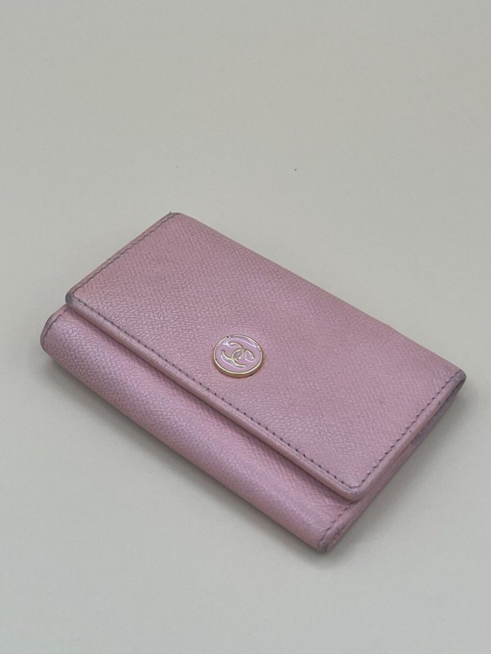 Chanel Pink Caviar Leather CC Turnlock 6 Ring Key Holder Case Silver Hardware